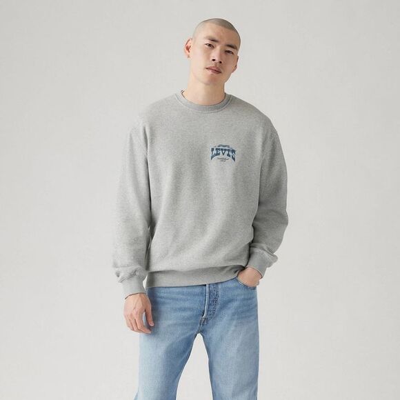 Levi's -  Men's Logo Crew Neck Relaxed Fit Sweatshirt Gray - Picture 1 of 3